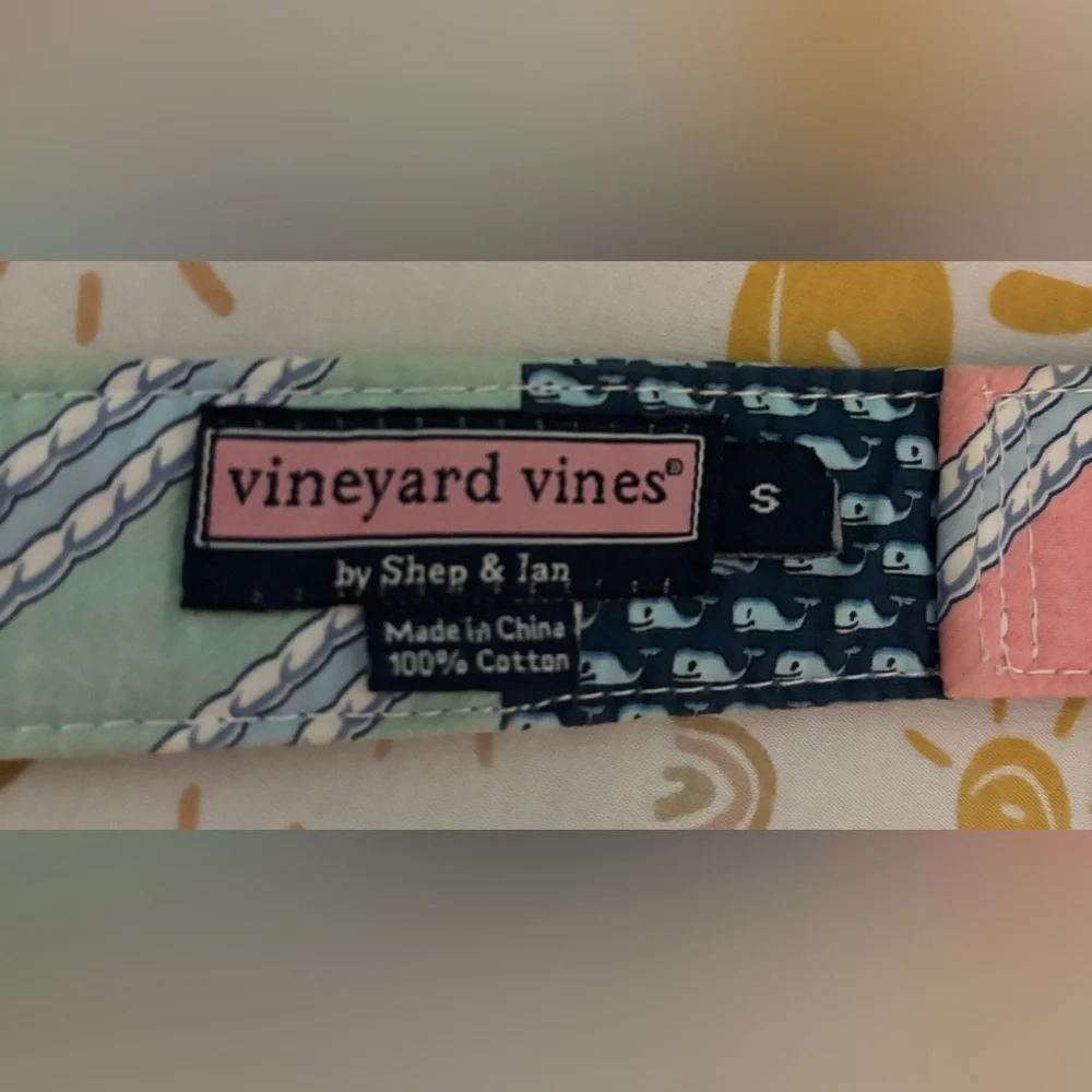 Vineyard Vines by Shep & Ian D-Ring Fabric Patchwork Belt Sz Small Golf Sailboat